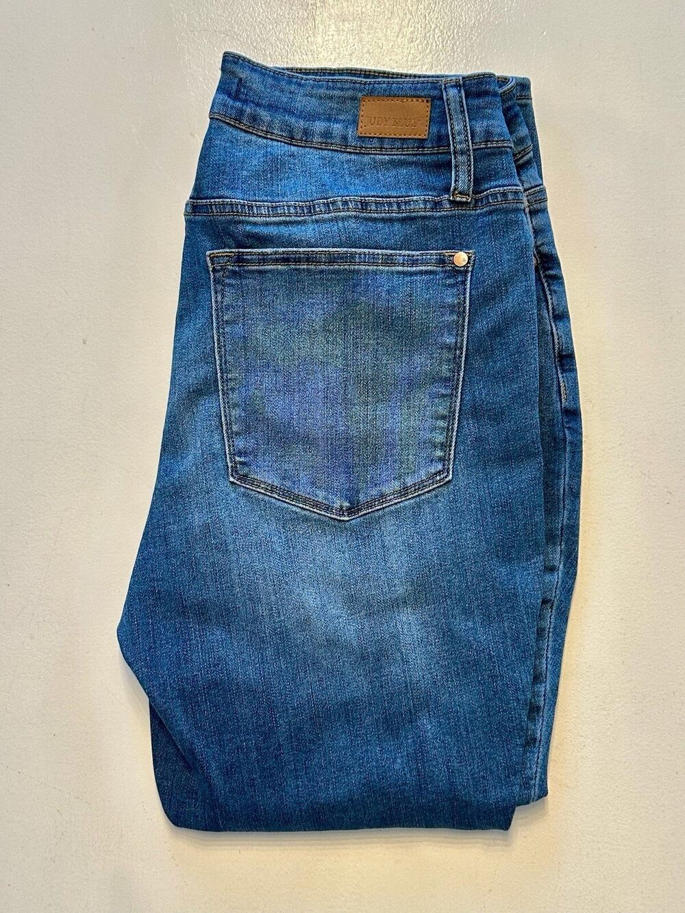 Judy Blue Skinny Fit Jeans Womens Sz 14W Distressed Red Flannel Plaid